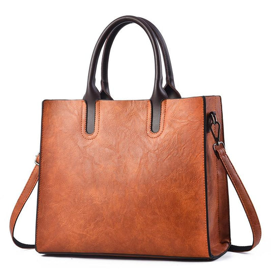 Retro Square Handbag for Commuting - Vintage Style - Khaki
