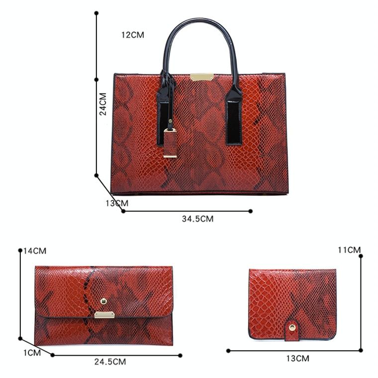 Stylish 3-in-1 Snakeskin Diagonal Handbag - Fashionable and Versatile - Brown