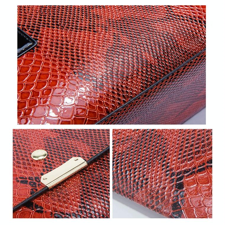 Stylish 3-in-1 Snakeskin Diagonal Handbag - Fashionable and Versatile - Brown