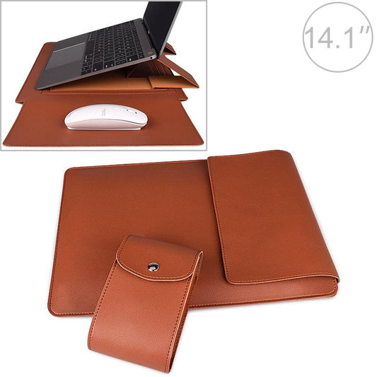 14.1 Inch Laptop Sleeve Leather Case with Small Storage Bag - Green
