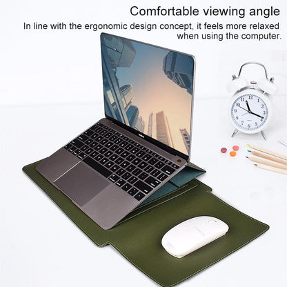 15.4 Inch Laptop Leather Sleeve Carrying Bag - Green