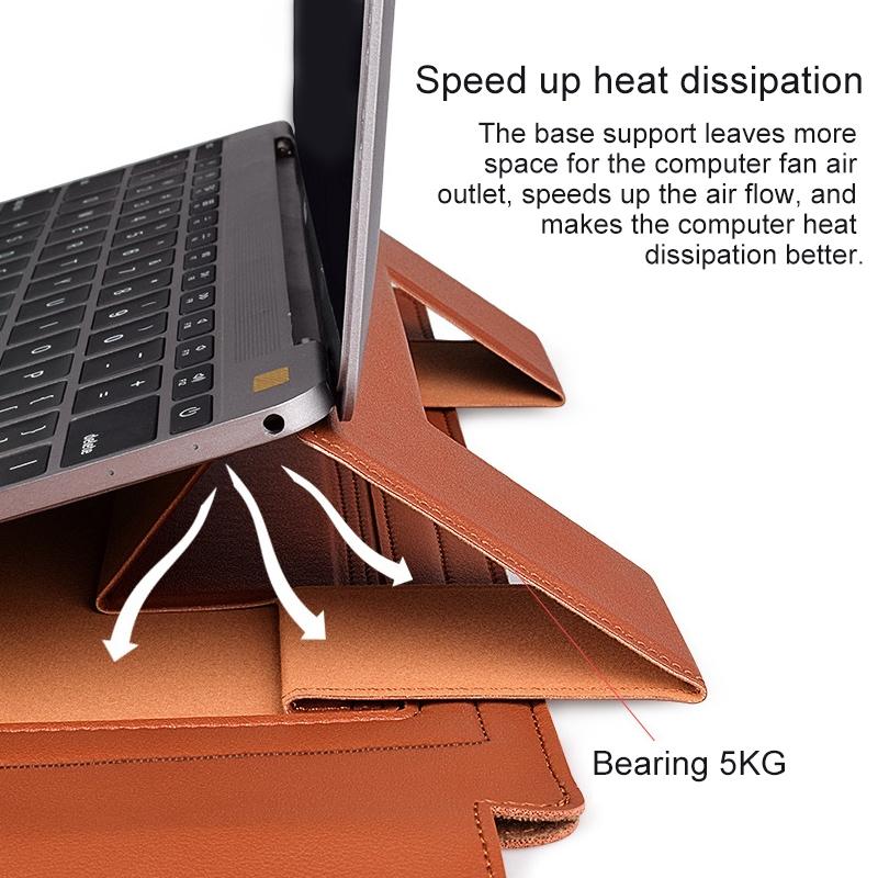 15.4 Inch Laptop Leather Sleeve Carrying Bag - Green