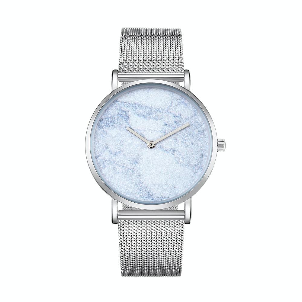 Stylish Men Quartz Watch with Stainless Steel Band - Round Dial Silver Alloy Case - Wa0736C