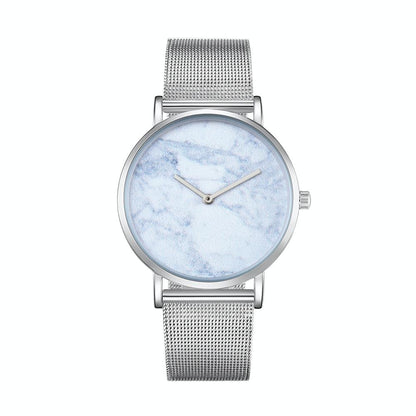 Stylish Men Quartz Watch with Stainless Steel Band - Round Dial Silver Alloy Case - Wa0736C