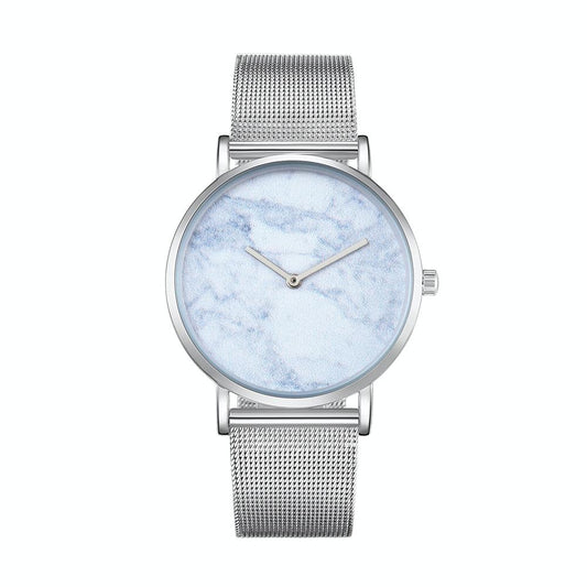 Stylish Men Quartz Watch with Stainless Steel Band - Round Dial Silver Alloy Case - Wa0736C