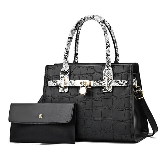 Large Capacity 2-in-1 Stone Pattern Bags - Versatile and Spacious - Black