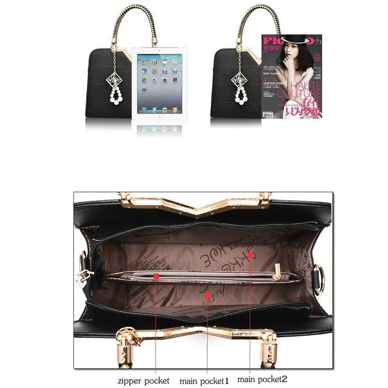 Women Zipper Shoulder Bag with Phone Pocket and Crossbody Strap - Light Blue