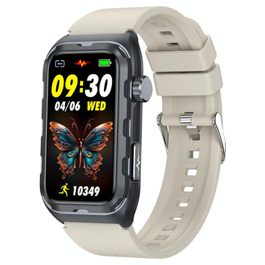 Waterproof Ecg Smart Watch For Health Monitoring - Ip68 - Beige