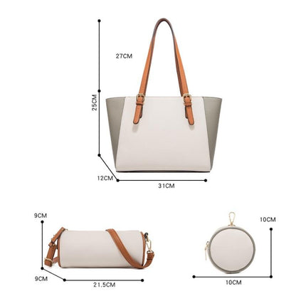 Large Capacity 3-in-1 Fashion Handbag for Women - Coffee