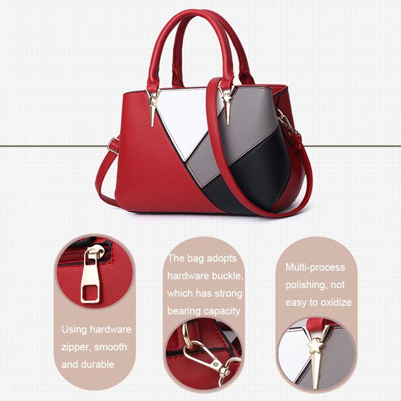 Colourblock Ladies Handbag - Pu Material - Dark Gray