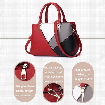 Colourblock Ladies Handbag - Pu Material - Dark Gray