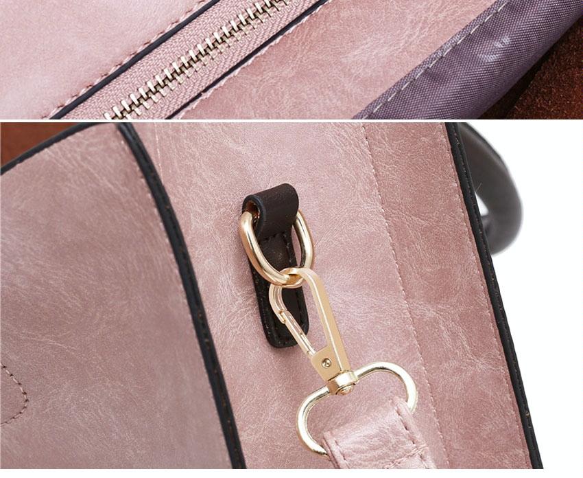 Versatile Leather Tote Bag for Women - 3-in-1 Design - Pink