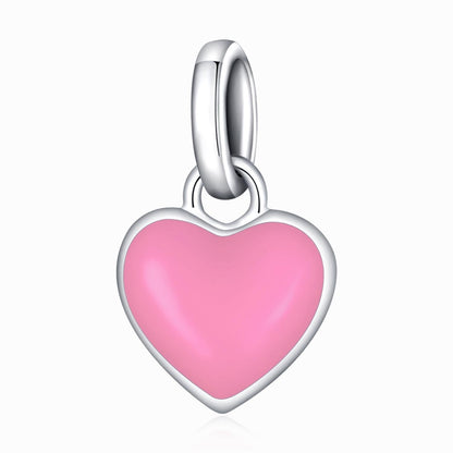 925 Sterling Silver Heart Pendant For Diy Bracelets & Necklaces - Purple