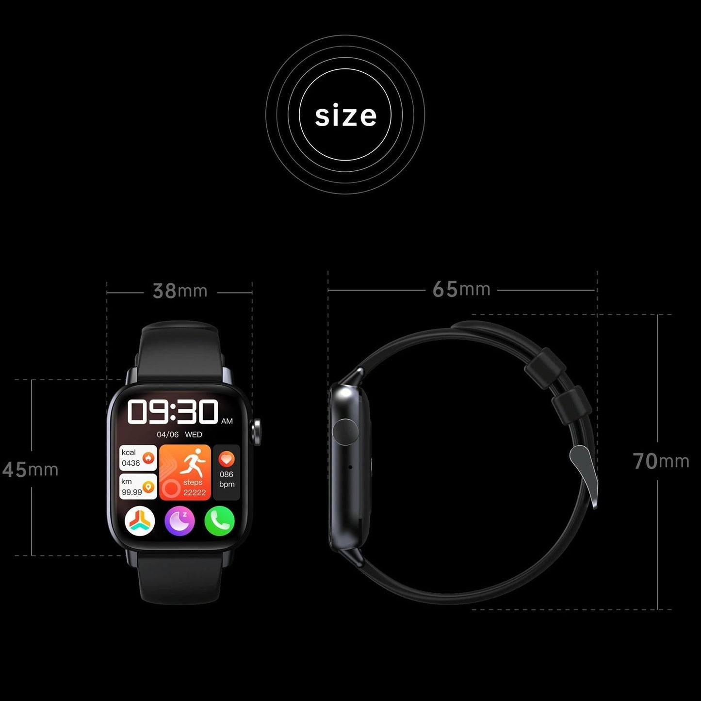 1.83 Inch Bt5.2 Smart Sport Watch Support Sleep / Heart Rate / Blood Oxygen / Temperature / Blood Pressure Health Monitor - Black + Grey