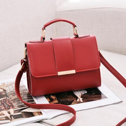 Women Small Leather Shoulder Bag - Flap Crossbody Messenger - Pink