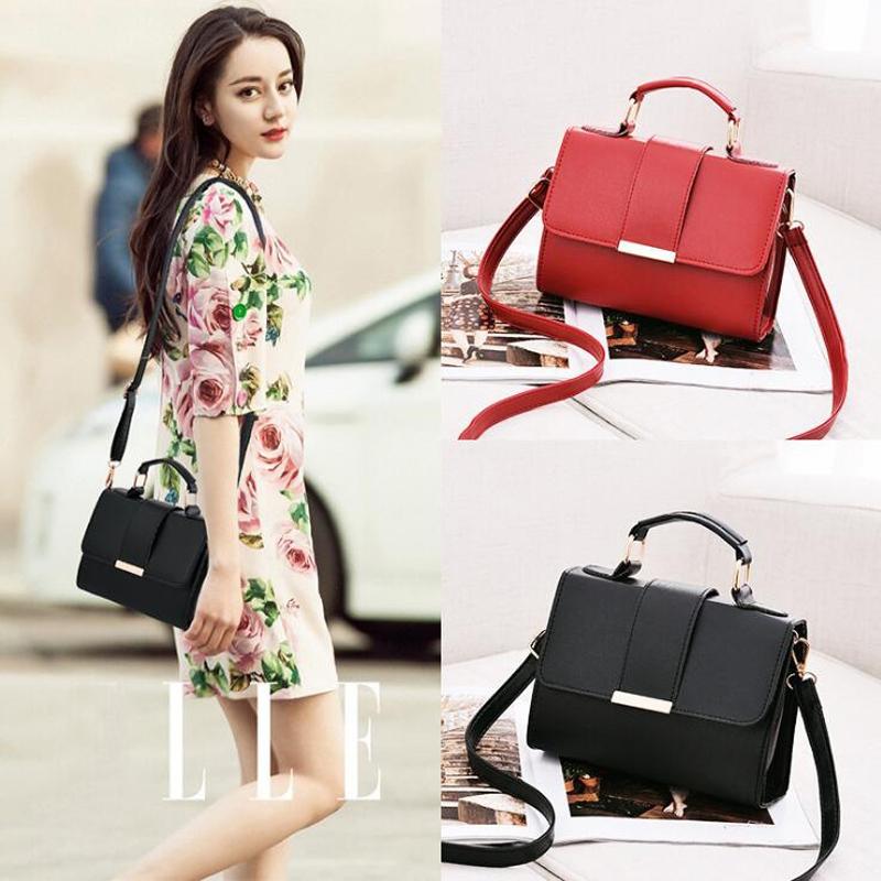 Women Small Leather Shoulder Bag - Flap Crossbody Messenger - Pink
