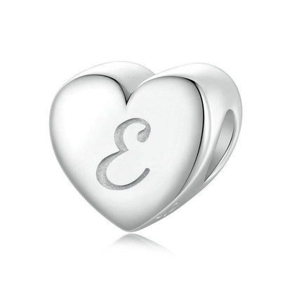925 Sterling Silver Platinum Plated Love Letters Diy Beads In - E