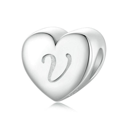 925 Sterling Silver Platinum Plated Love Letters Diy Beads In - E