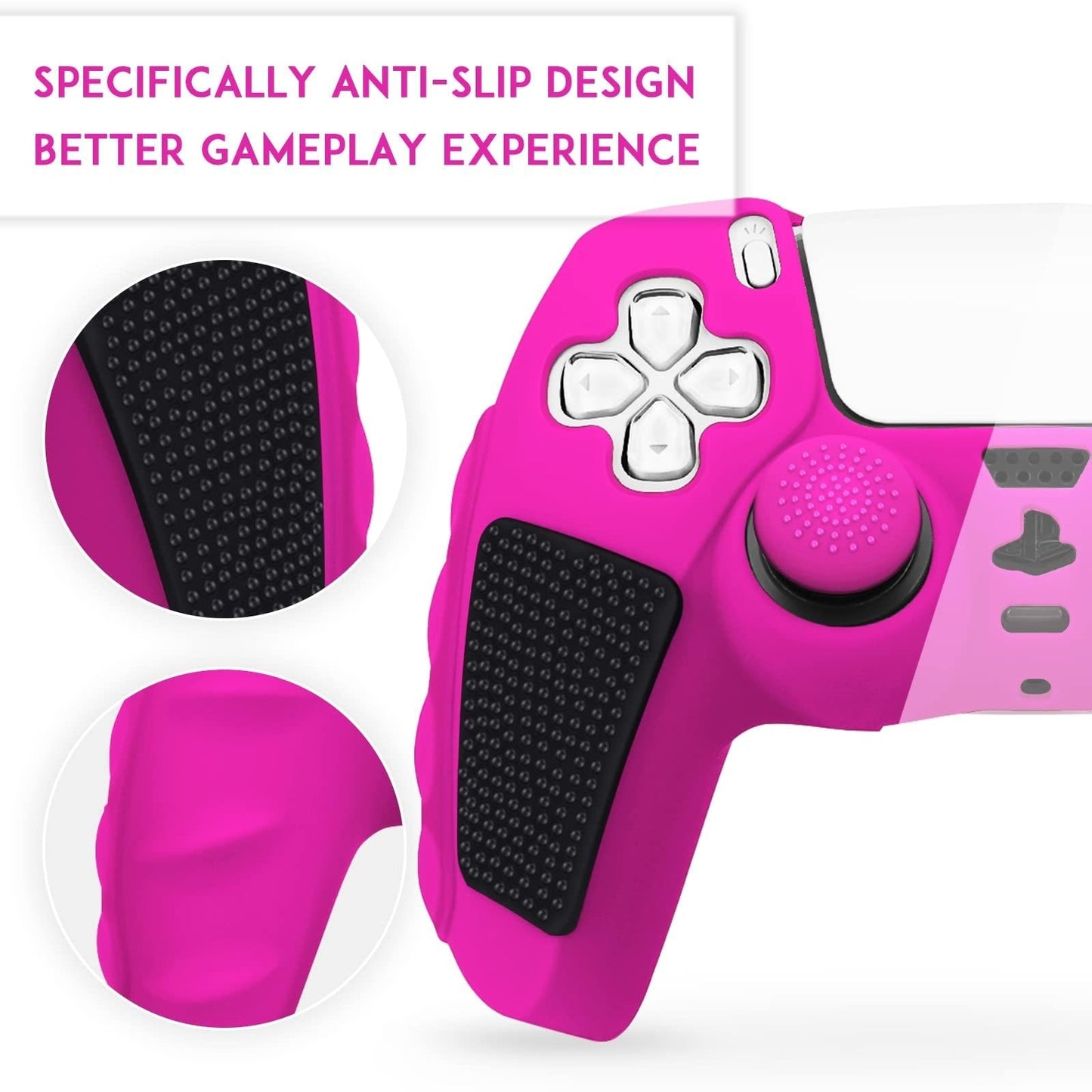 Silicone Gamepad Protective Case for Sony Ps5 with Splicing Design and Rocker Caps - Blue Black