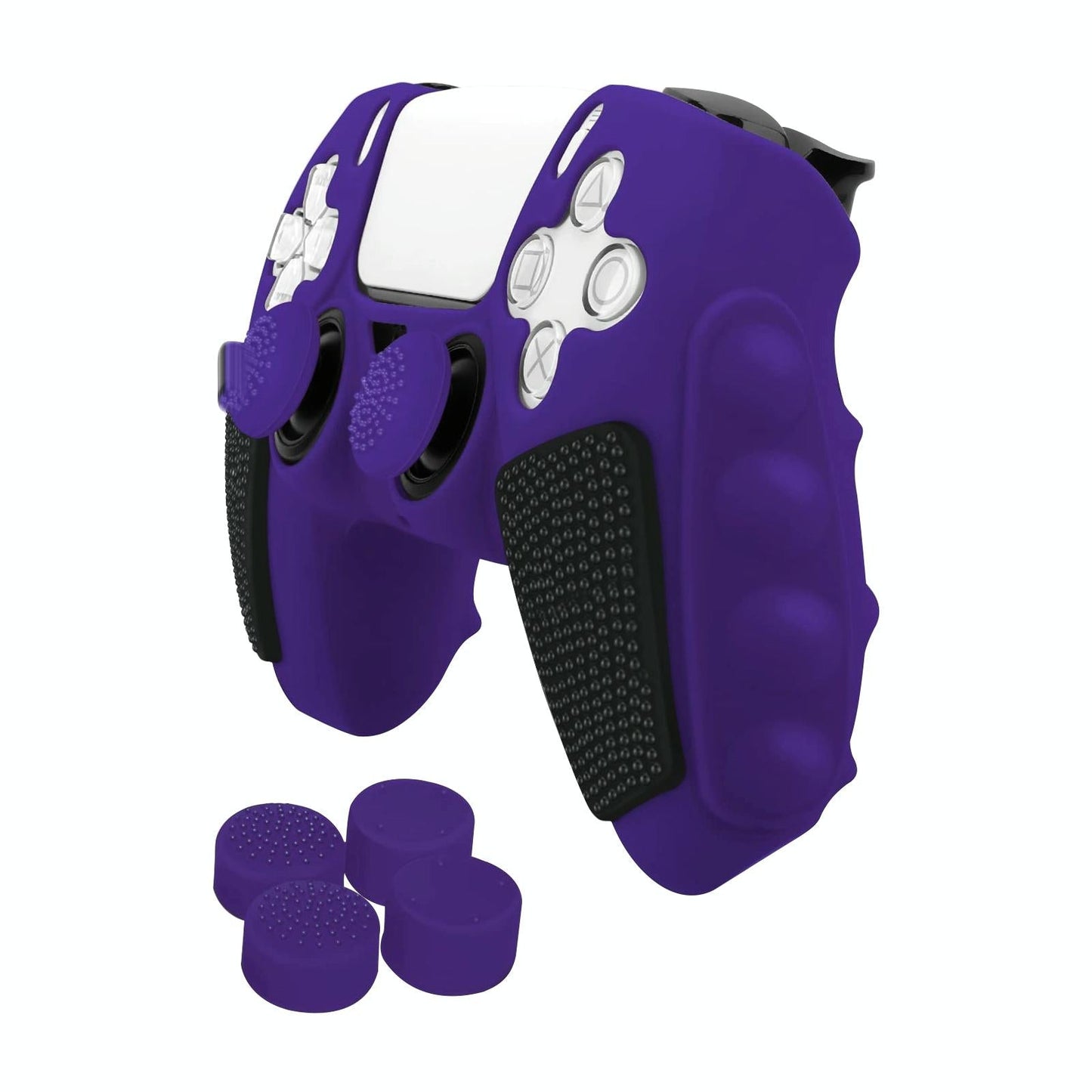 Silicone Gamepad Protective Case for Sony Ps5 with Splicing Design and Rocker Caps - Blue Black