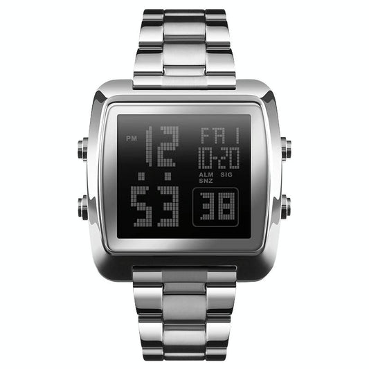 Vintage Gold Steel Square Watch - Waterproof & Luminous - Silver