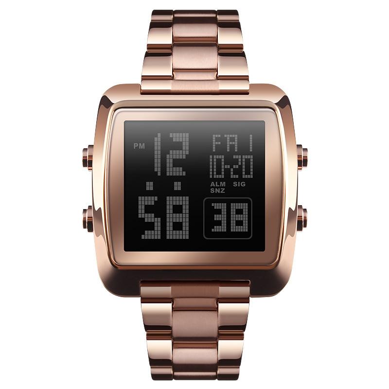 Vintage Gold Steel Square Watch - Waterproof & Luminous - Silver