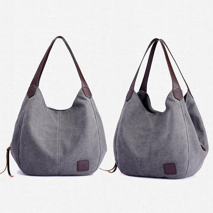 Retro Art Lady Shoulder Bag - Simple & Chic Beige - Gray