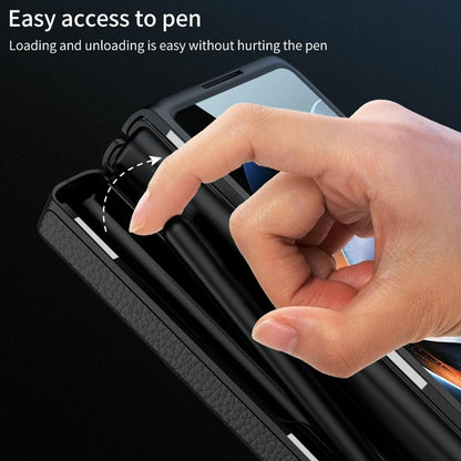 Leather Phone Case with Foldable Hinge and Holder - Carbon Fibre Black