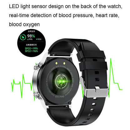1.32 Inch Heart Rate Sleep Monitoring Smart Watch - Silver Leather