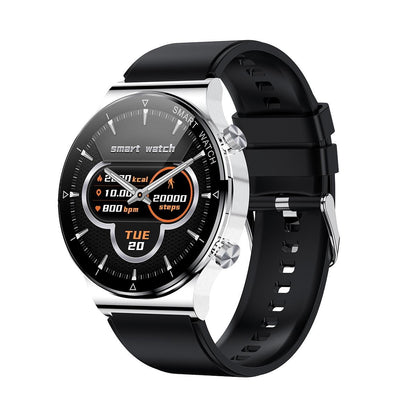 1.32 Inch Heart Rate Sleep Monitoring Smart Watch - Silver Leather