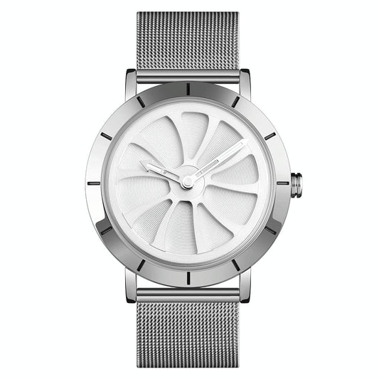 Stylish Skeleton Dial Waterproof Men Watch with Mesh Strap - White