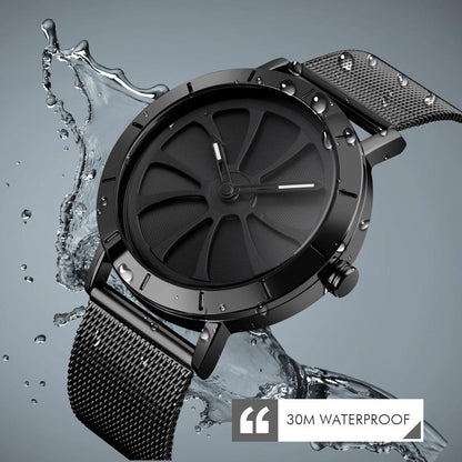 Stylish Skeleton Dial Waterproof Men Watch with Mesh Strap - White