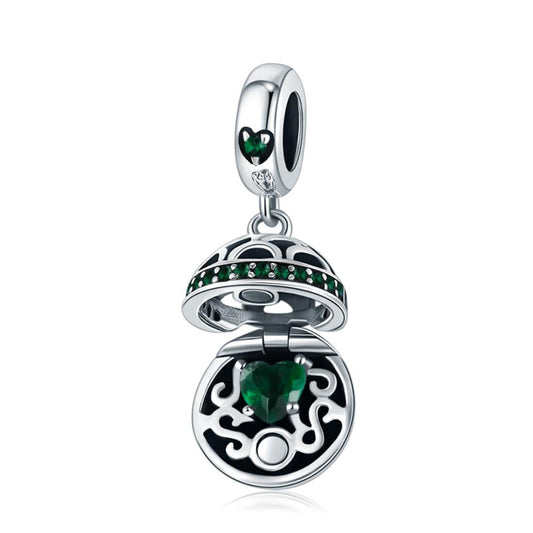 925 Sterling Silver Surprise Love Pendant For Diy Bracelets & Necklaces - Dark Green