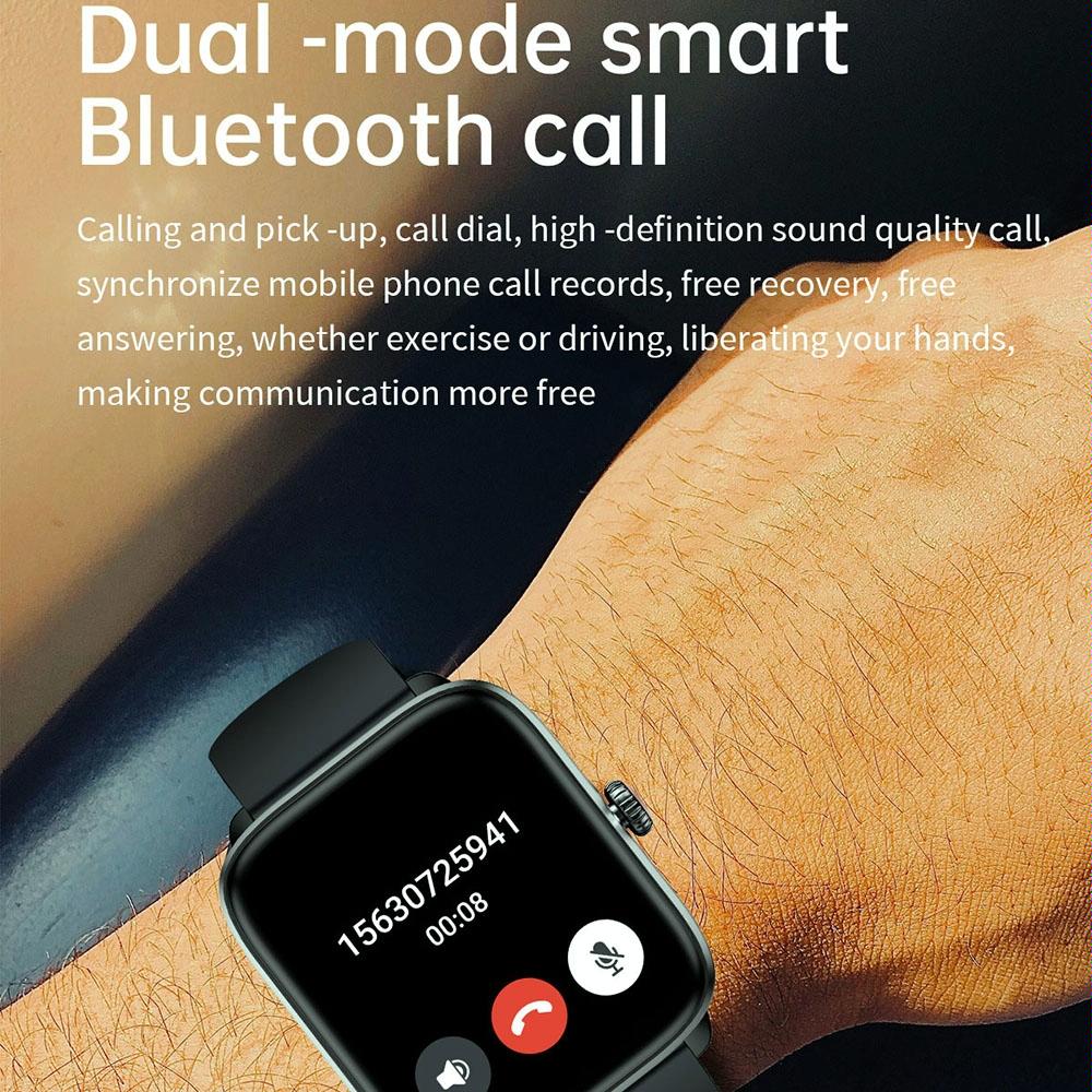 1.96 Inch Ip67 Waterproof Silicone Band Smart Watch Supports Dual-Mode Bluetooth Call / Heart Rate Monitoring - Gold