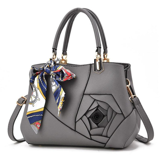 Carved Ladies Handbag - 3d Design - Dark Gray