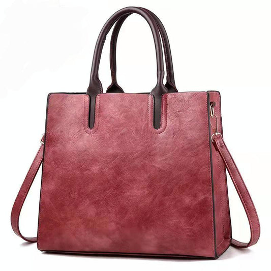 Retro Square Handbag for Commuting - Vintage Style - Rubber Pink