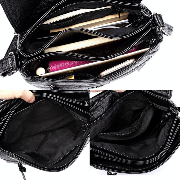 Soft Washed Leather Messenger Bag for Women - Fashionable and Versatile - Red