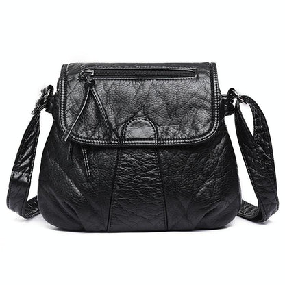 Soft Washed Leather Messenger Bag for Women - Fashionable and Versatile - Red