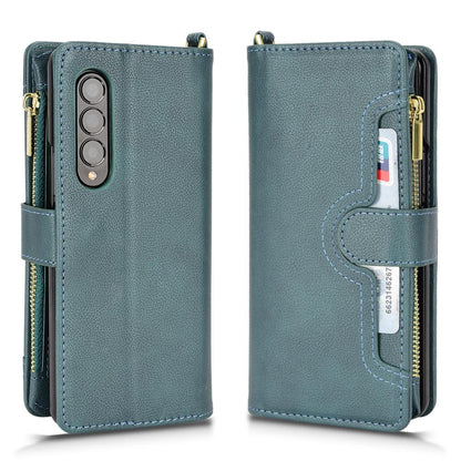 For Samsung Galaxy z Fold4 5G Zipper Leather Phone Case with Litchi Texture - Purple