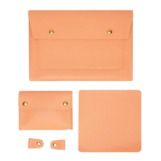 3-in-1 Waterproof Leather Laptop Liner Bag - 14 Inches - Baby Blue
