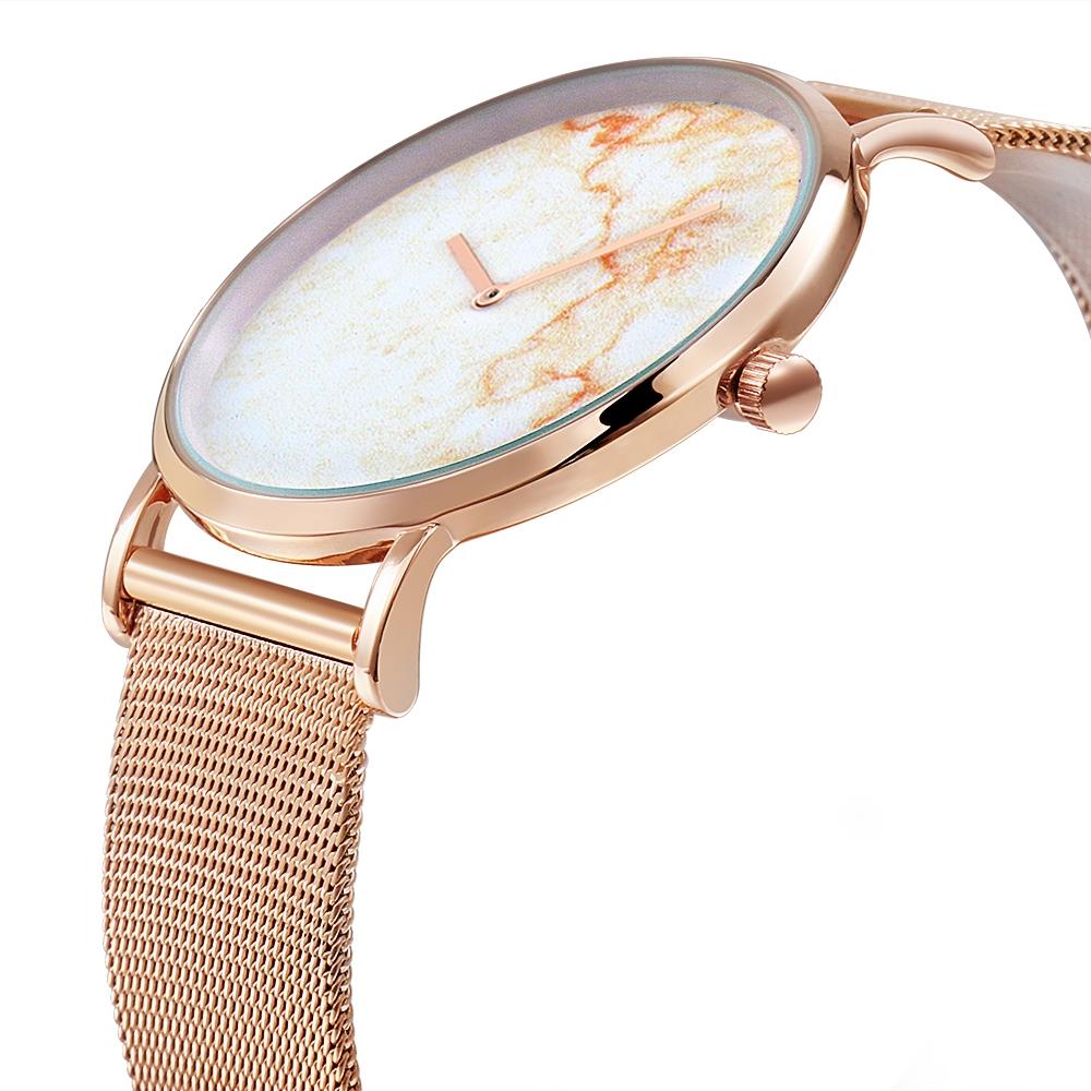 Stylish Men Quartz Watch with Gold Alloy Case and Stainless Steel Band - Round Dial - Wa0733D