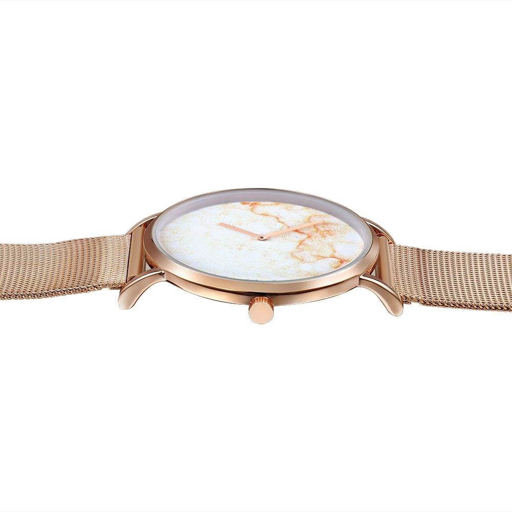Stylish Men Quartz Watch with Gold Alloy Case and Stainless Steel Band - Round Dial - Wa0733D