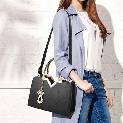 Women Zipper Shoulder Bag with Phone Pocket and Crossbody Strap - Pink