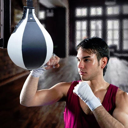 Adult Hanging Speed Ball For Boxing Fitness - Free Punching Bag - Pear Shape Black & White - The Grand Bazaar of Australia