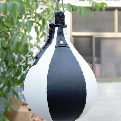 Adult Hanging Speed Ball For Boxing Fitness - Free Punching Bag - Pear Shape Black & White - The Grand Bazaar of Australia