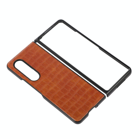Foldable Crocodile Texture Phone Case - Pu Leather - Light Brown