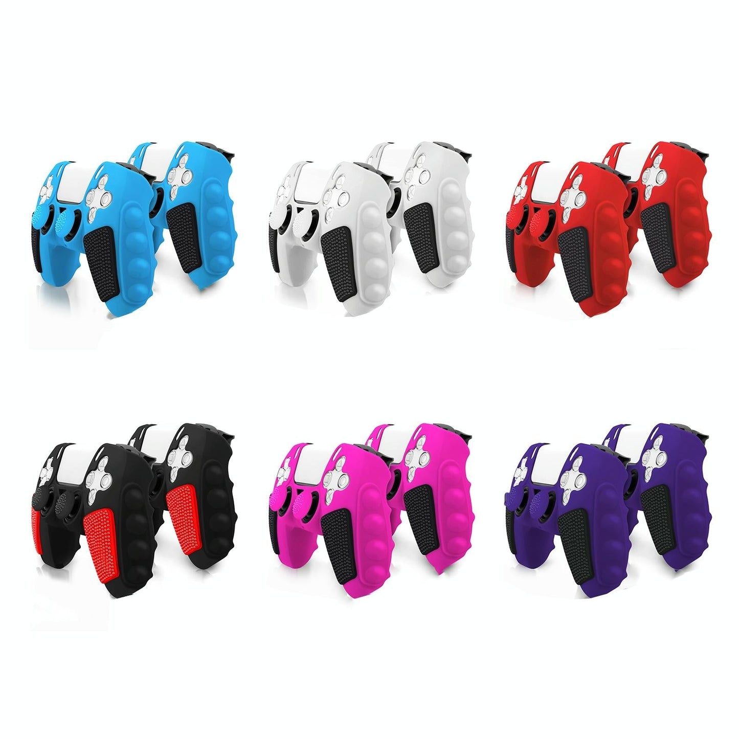 Silicone Gamepad Protective Case for Sony Ps5 with Splicing Design and Rocker Caps - Pink Black