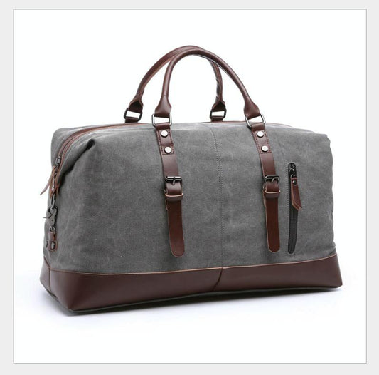 Men Leather Duffel Bag for Carry-on Travel - Gray