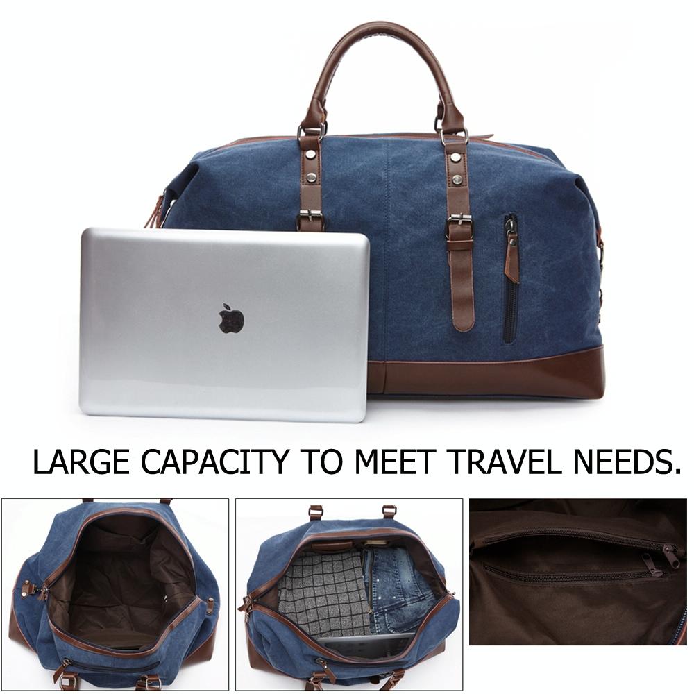 Men Leather Duffel Bag for Carry-on Travel - Gray