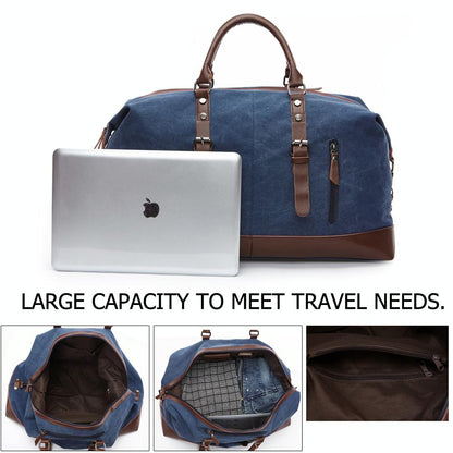 Men Leather Duffel Bag for Carry-on Travel - Gray